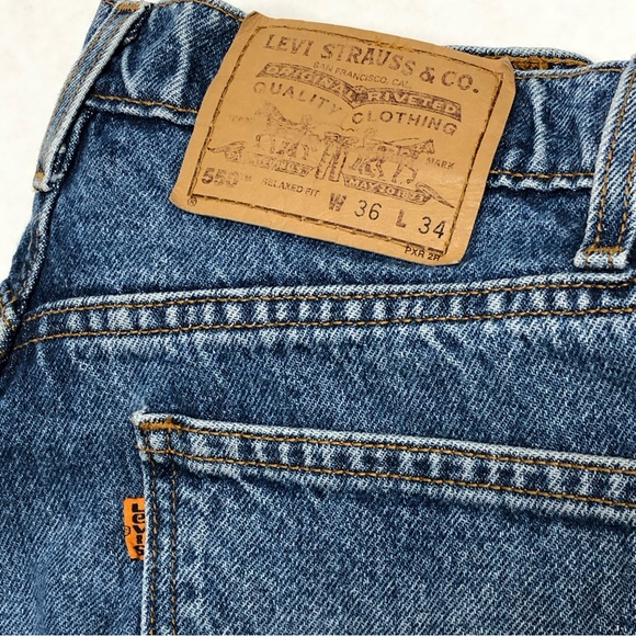 Vintage Levis 550 Men’s Relaxed Fit Tapered Leg Orange Tag Jeans Sz 36x34 - Picture 5 of 13